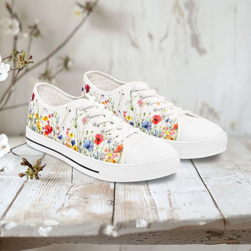 Colorful Women's Low Top Sneaker Wildflower Floral Sneakers