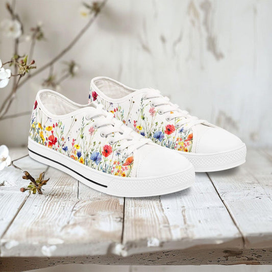 Colorful Women's Low Top Sneaker Wildflower Floral Sneakers