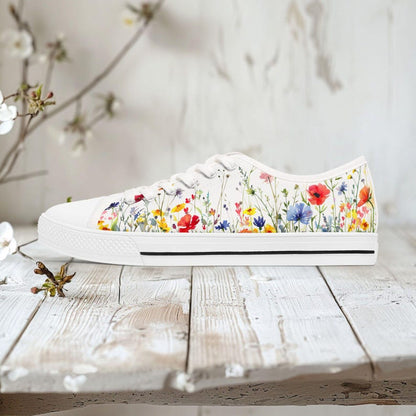 Colorful Women's Low Top Sneaker Wildflower Floral Sneakers